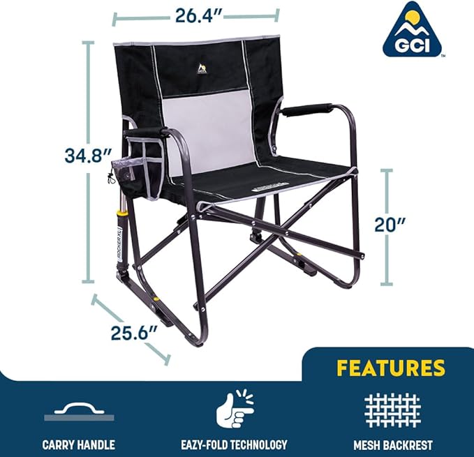 Freestyle Rocker Outdoor Rocking Chair with Beverage Holder
