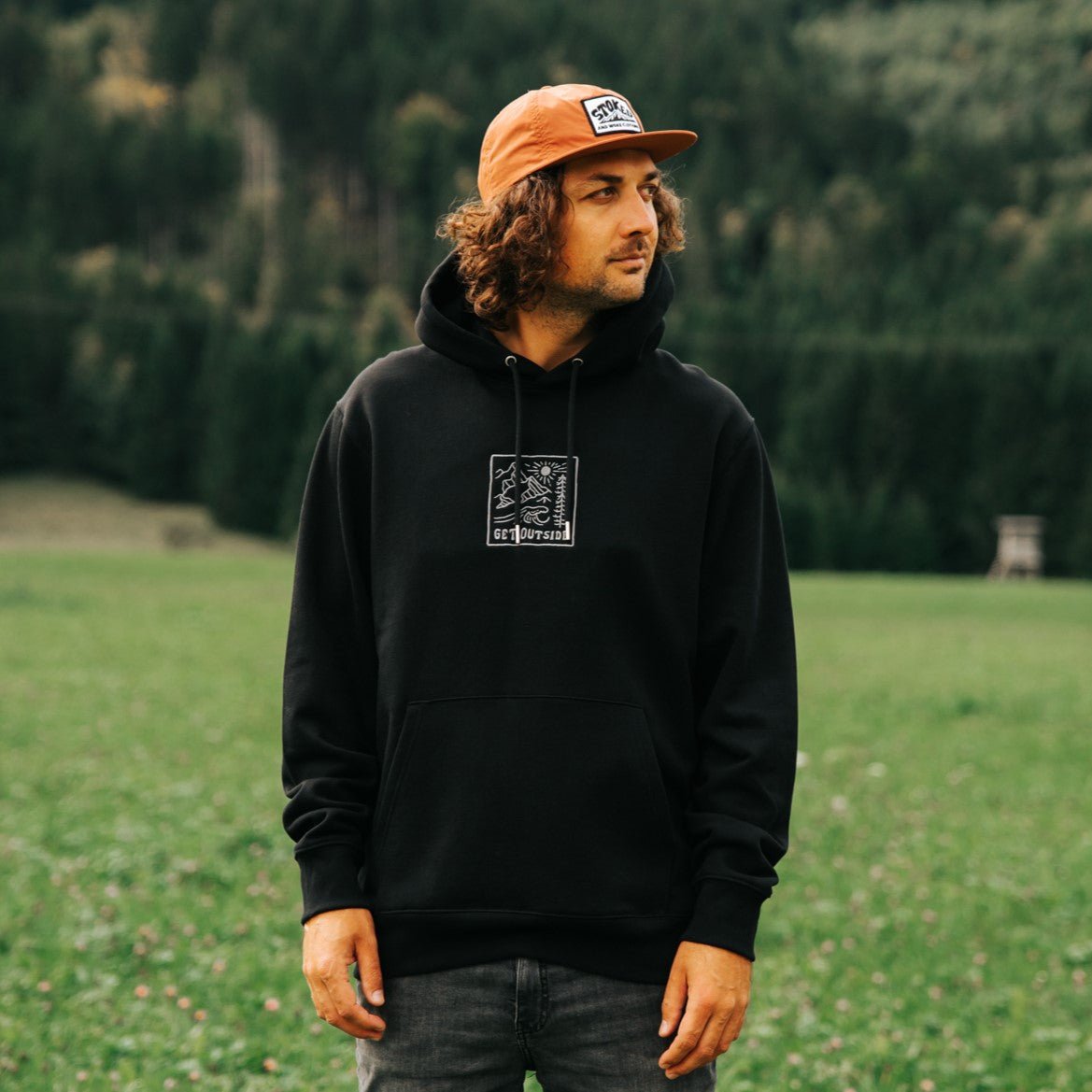 Organic Embroidered  "Get Outside" Hoodie