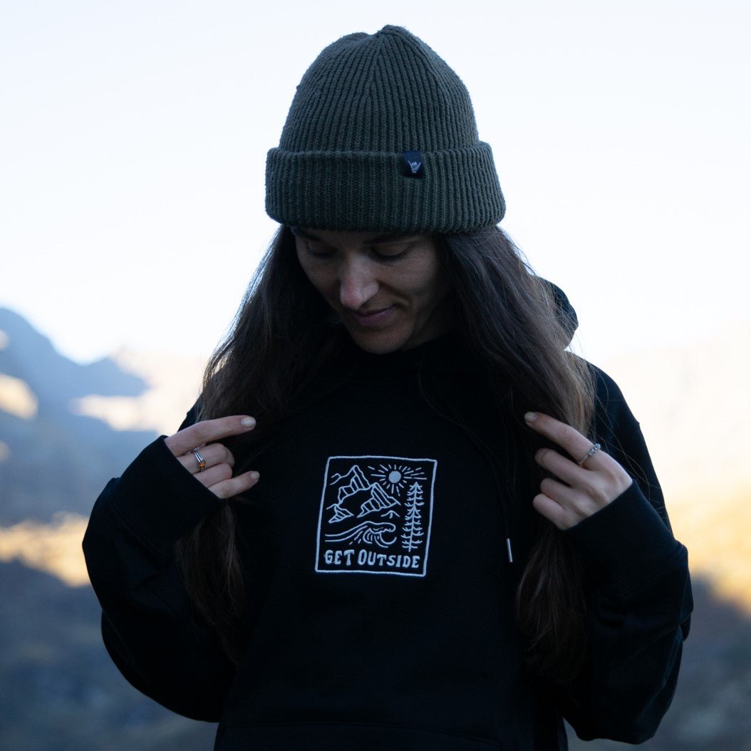 Organic Embroidered  "Get Outside" Hoodie