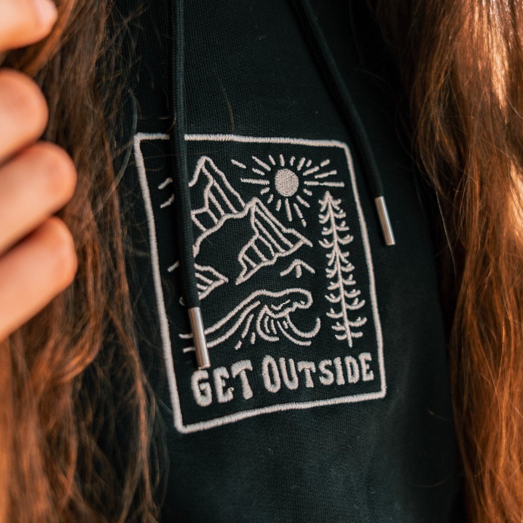 Organic Embroidered  "Get Outside" Hoodie