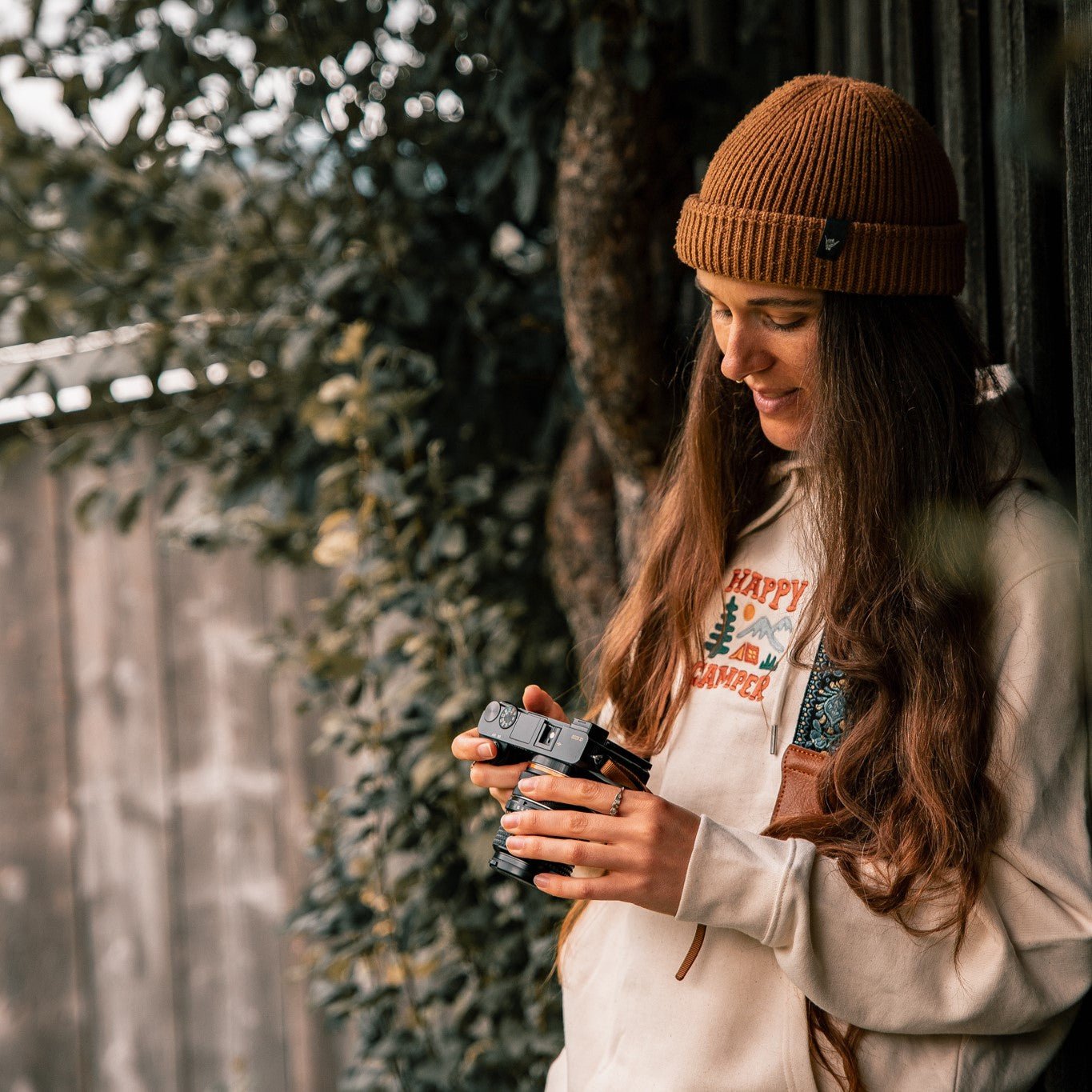 Organic Embroidered  "Happy Camper" Hoodie