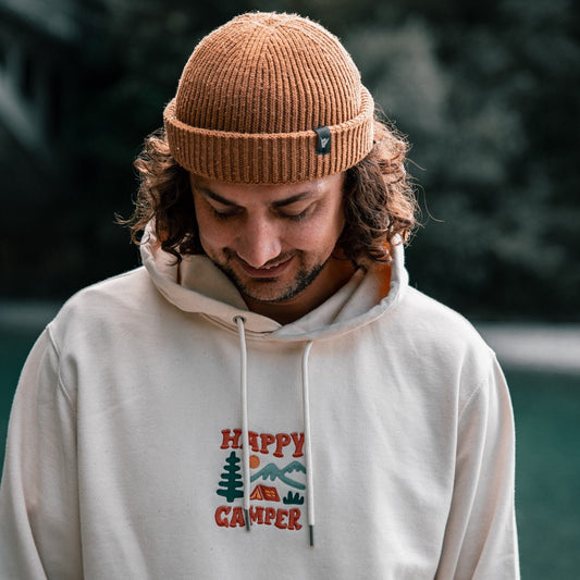 Organic Embroidered  "Happy Camper" Hoodie