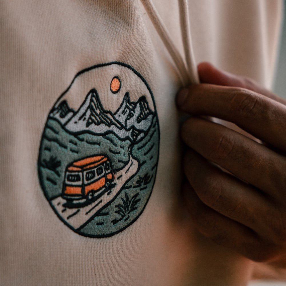 Organic Embroidered  "Wander Van" Hoodie