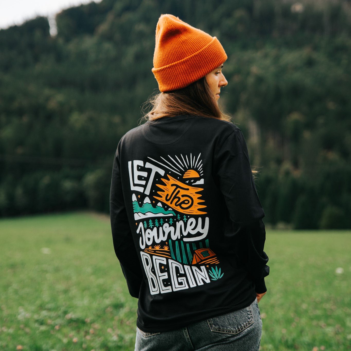 Organic "Let the Journey Begin" Long Sleeve Tee