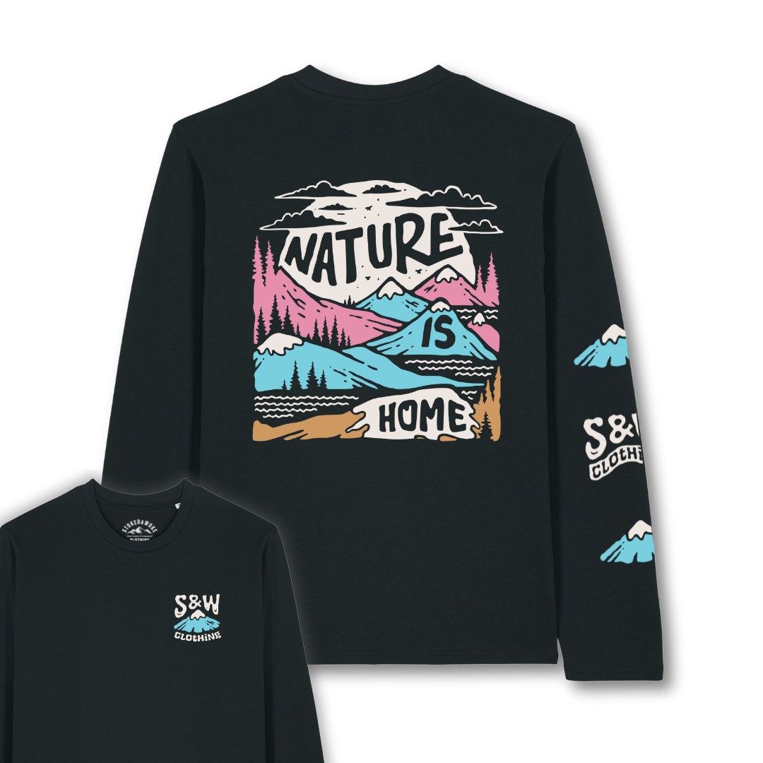 Organic "Nature Is Home" Long Sleeve Tee