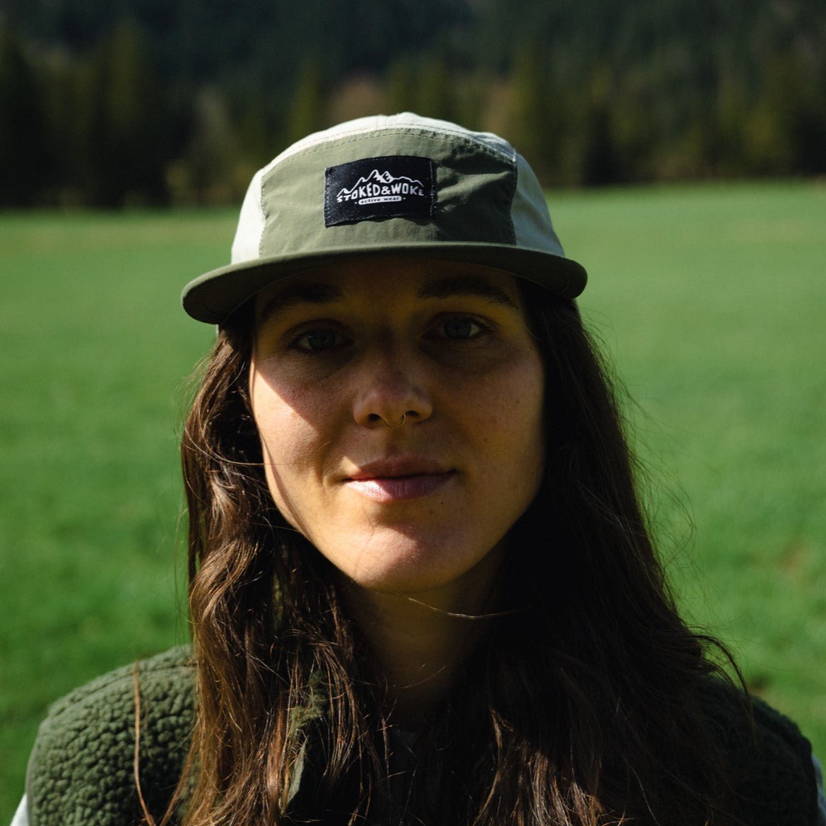 Recycled "Active" five-panel Cap in Army/Eucalyptus