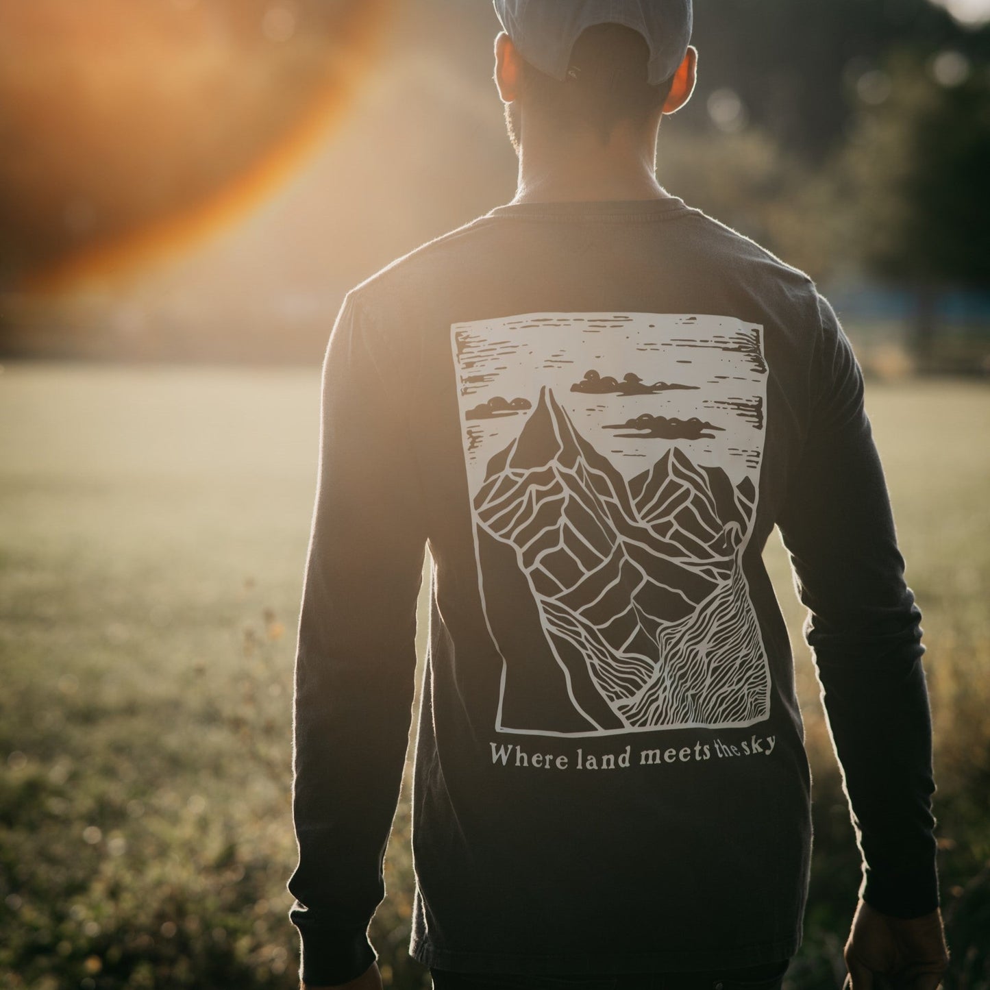 Stone Washed "Land Meets Sky" Long-sleeve Tee