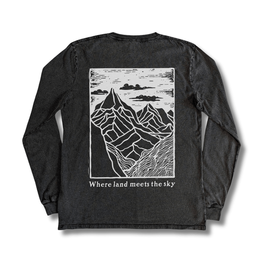 Stone Washed "Land Meets Sky" Long-sleeve Tee