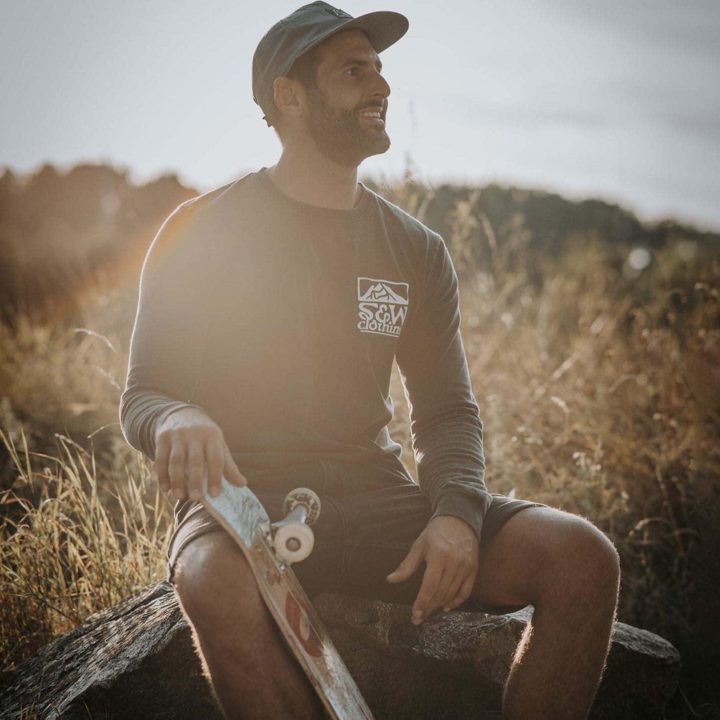 Stone Washed "Land Meets Sky" Long-sleeve Tee