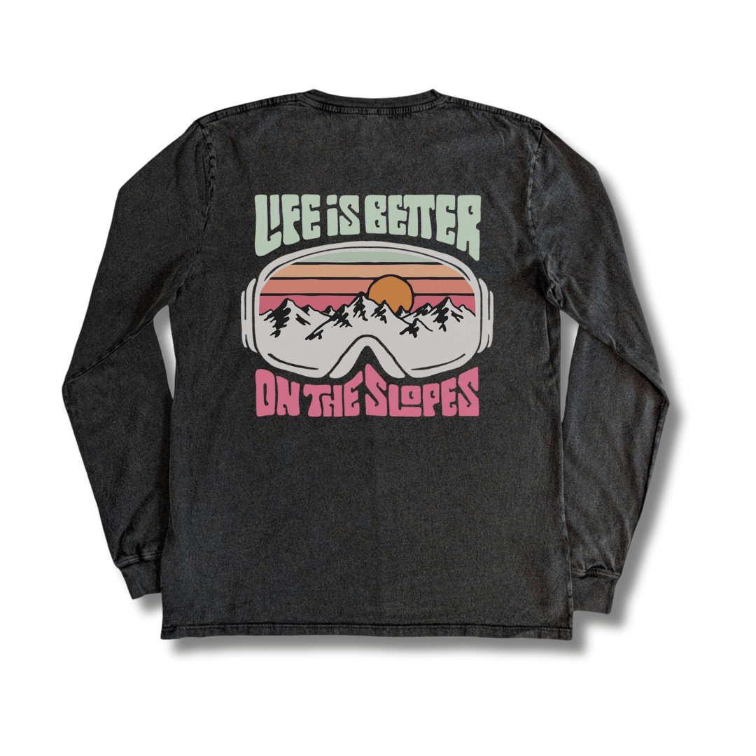 Stone Washed "On The Slopes" Long-sleeve Tee