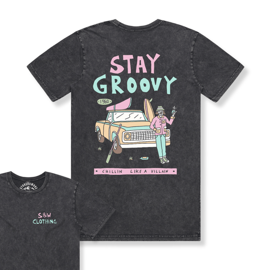 Stone Washed "Stay Groovy" Tee