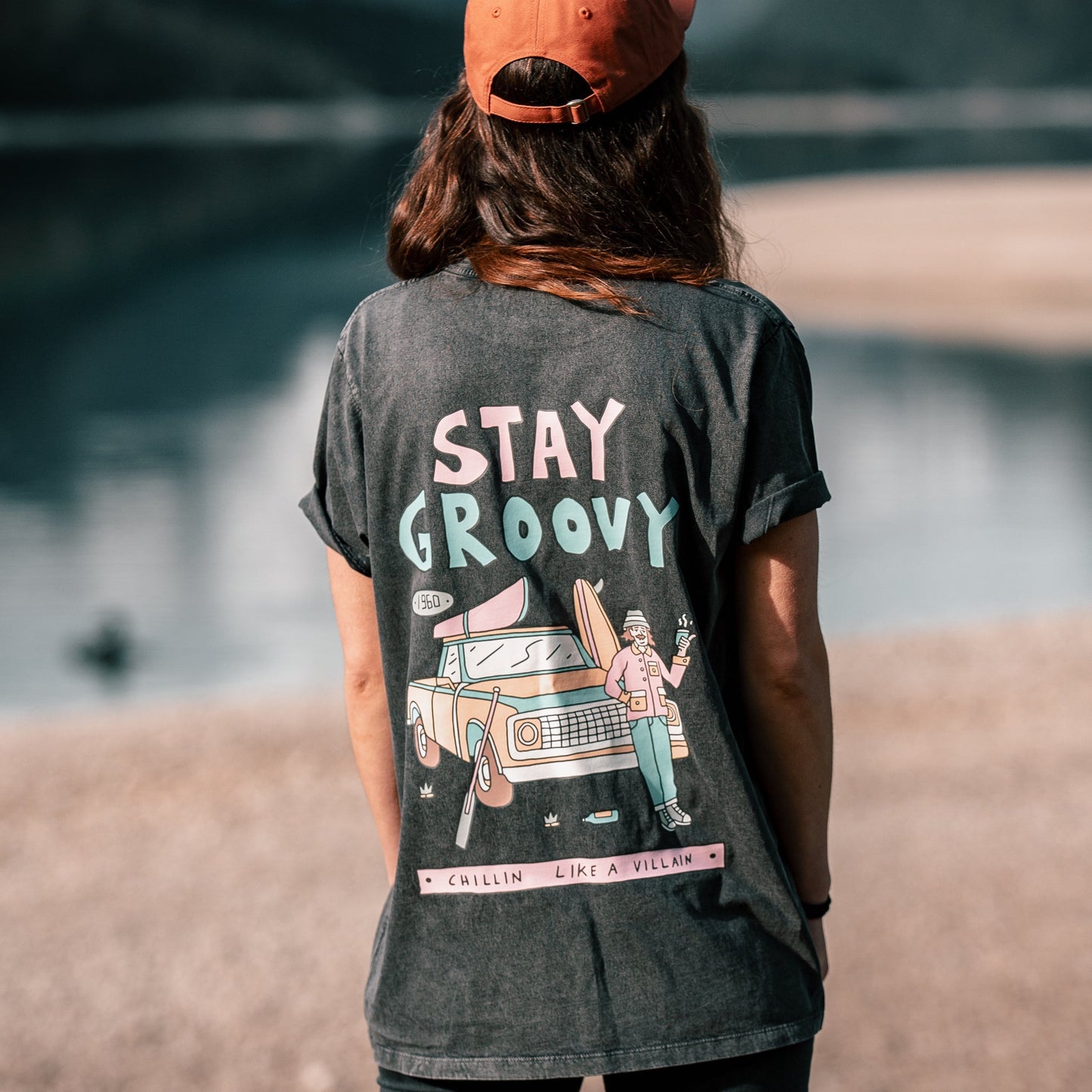 Stone Washed "Stay Groovy" Tee