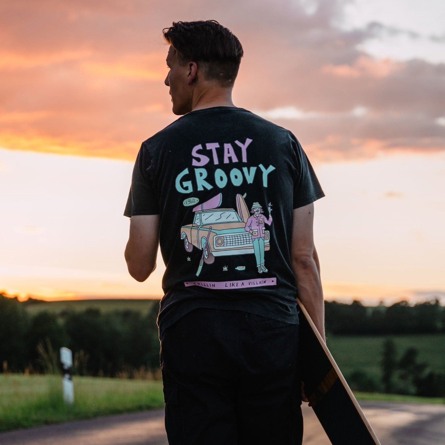 Stone Washed "Stay Groovy" Tee
